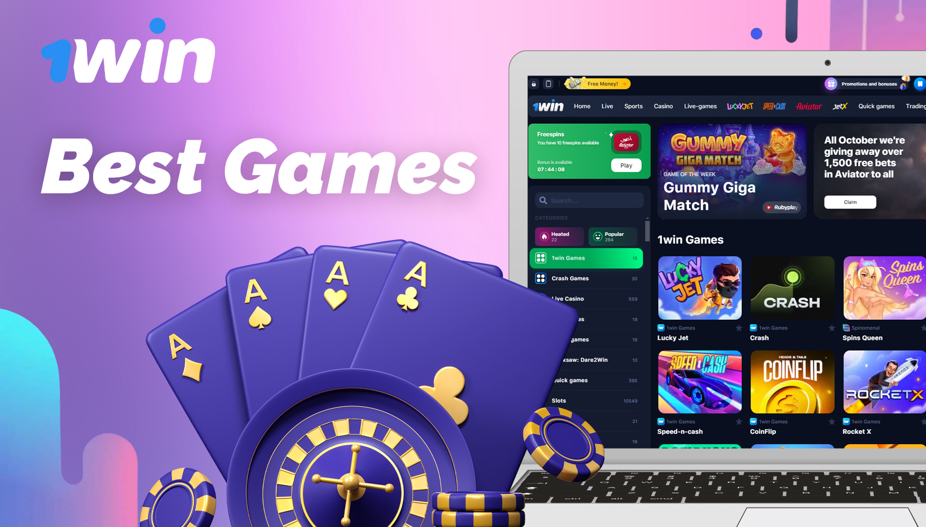 The best games available to users of 1win online casino 