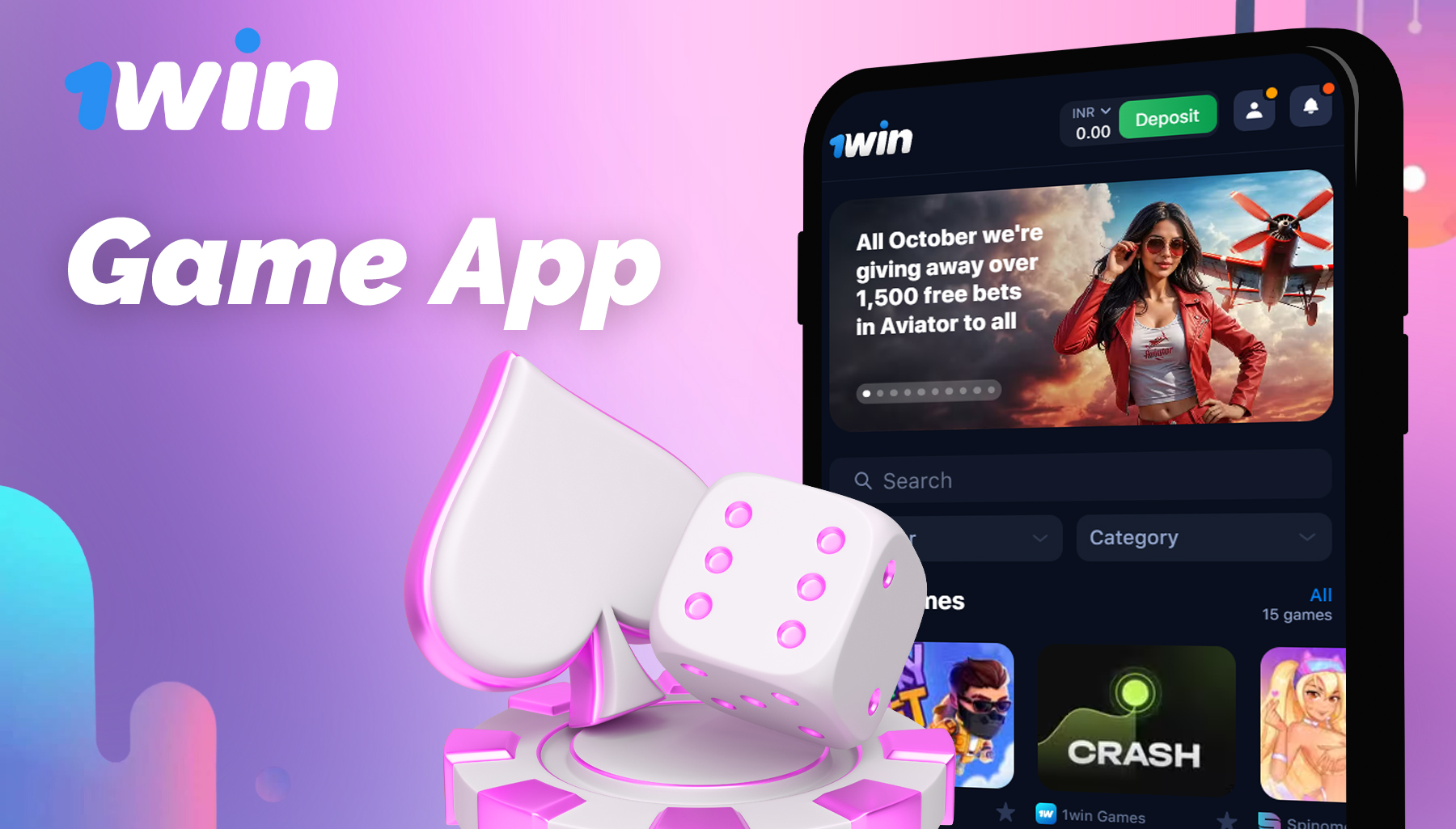 Playing at 1win online casino from the mobile app