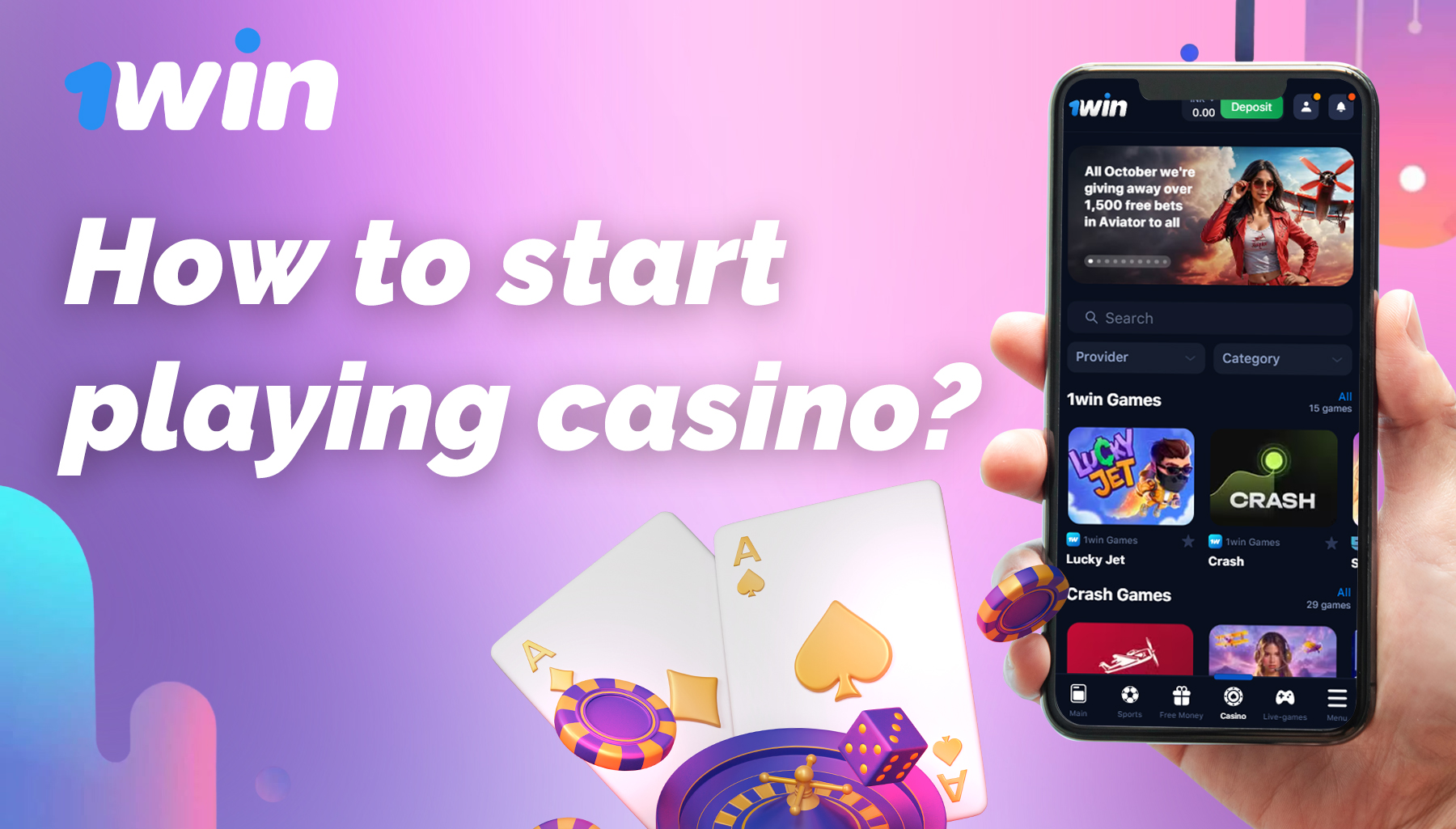 Step-by-step instructions on how to start playing casino on 1Win 