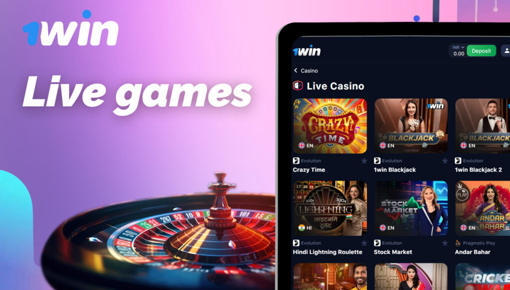 Live casino games available on 1Win India