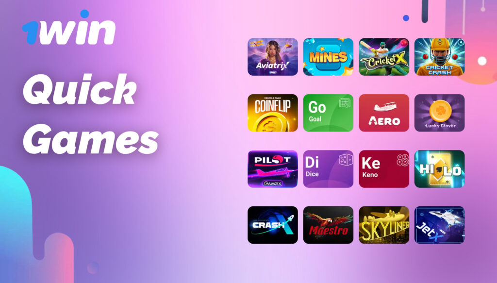 Quick casino games available on 1Win India